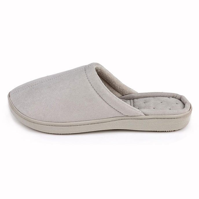 Isotoner Ladies Suedette Mule Slipper Grey Extra Image 2